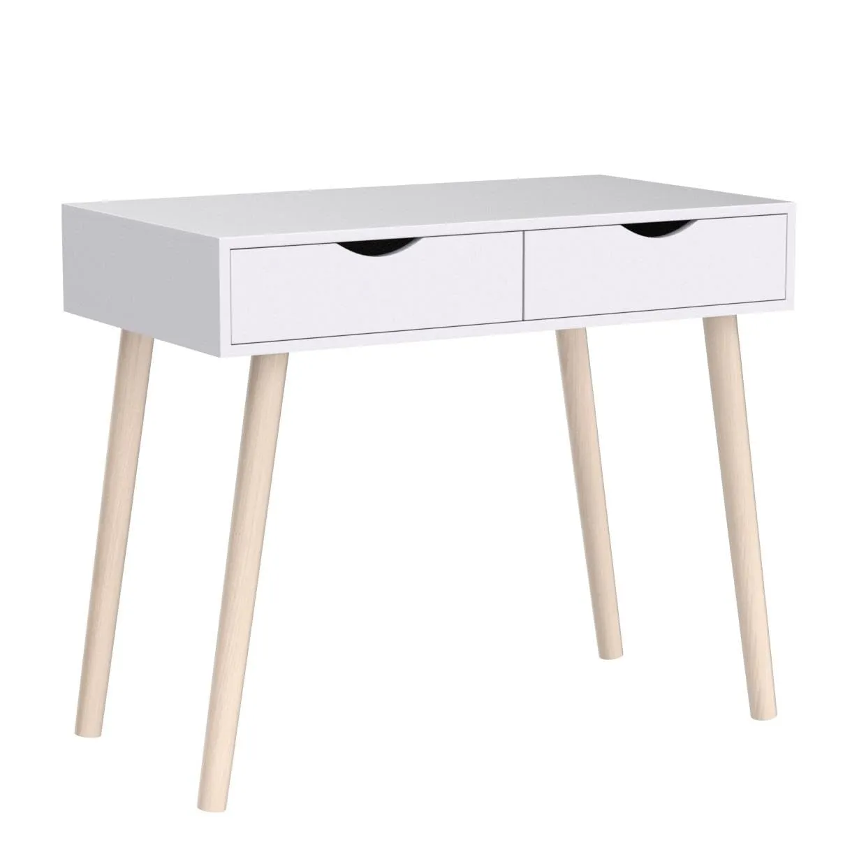 Dime Arts Shoppee Engineered Wood Desk with 2 Drawers for, Computer Desk with Storage Shelves, Makeup Vanity Desk, Modern Writing Study Table Home Office Desks for Bedroom (White)