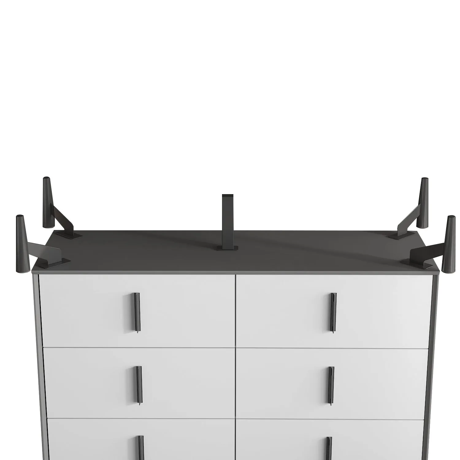 Double Dresser with 8 Drawers Modern Cabinet Chest with Large Storage and Wide Metal Legs for Bedroom