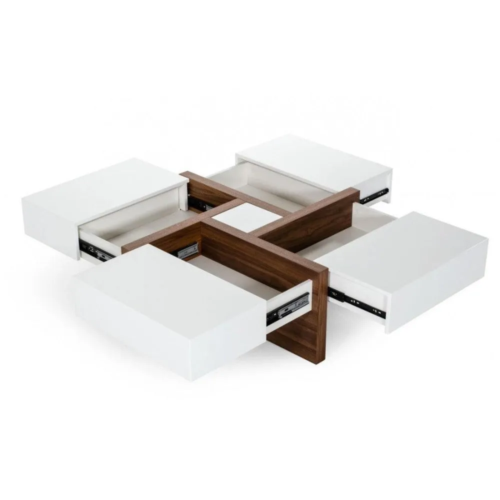 Drift White/Walnut Centre Table in PU Polish