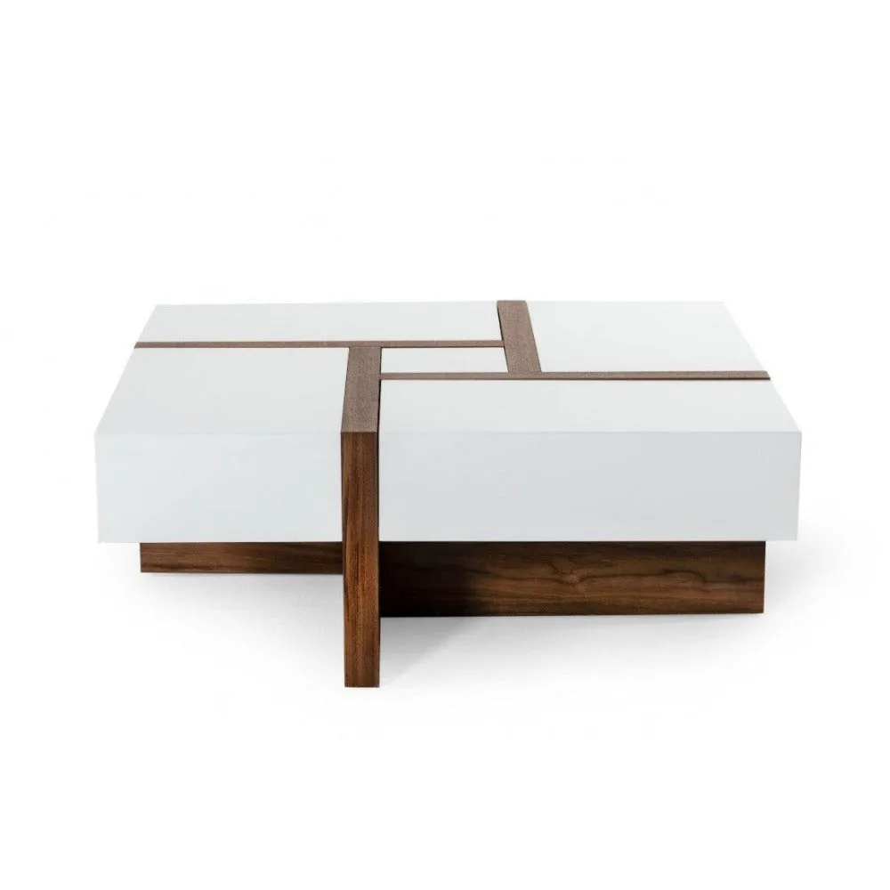 Drift White/Walnut Centre Table in PU Polish