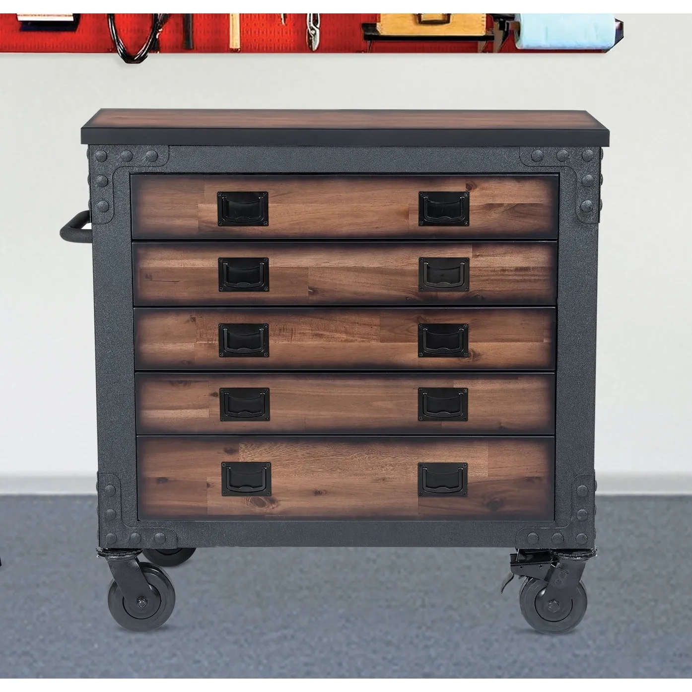 Duramax 36 In. 5-Drawers Rolling Tool Chest with Wood Top