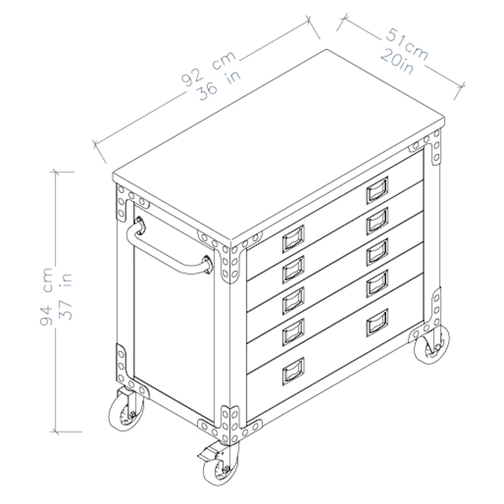 Duramax 36 In. 5-Drawers Rolling Tool Chest with Wood Top