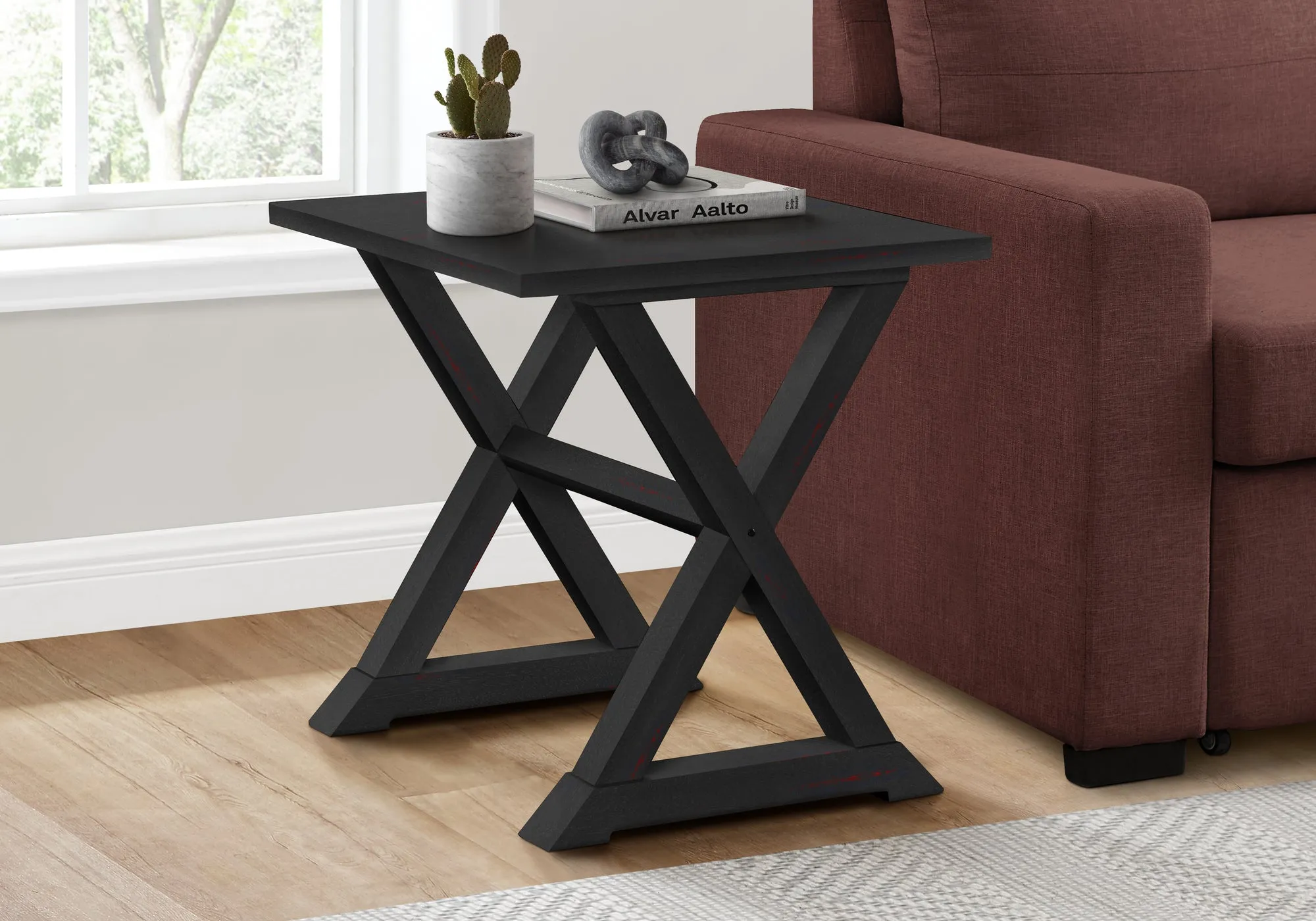 Elegance Square: Transitional Black Veneer Accent Table