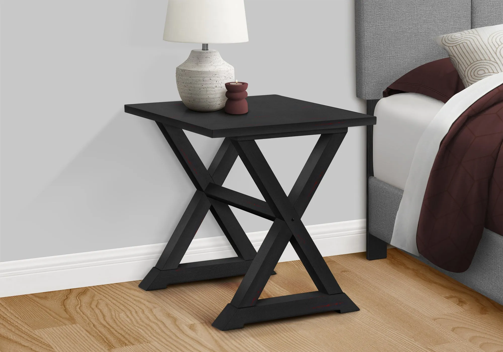 Elegance Square: Transitional Black Veneer Accent Table