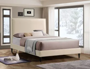 EleganceCraft Velvet Platform Bed (Creme)