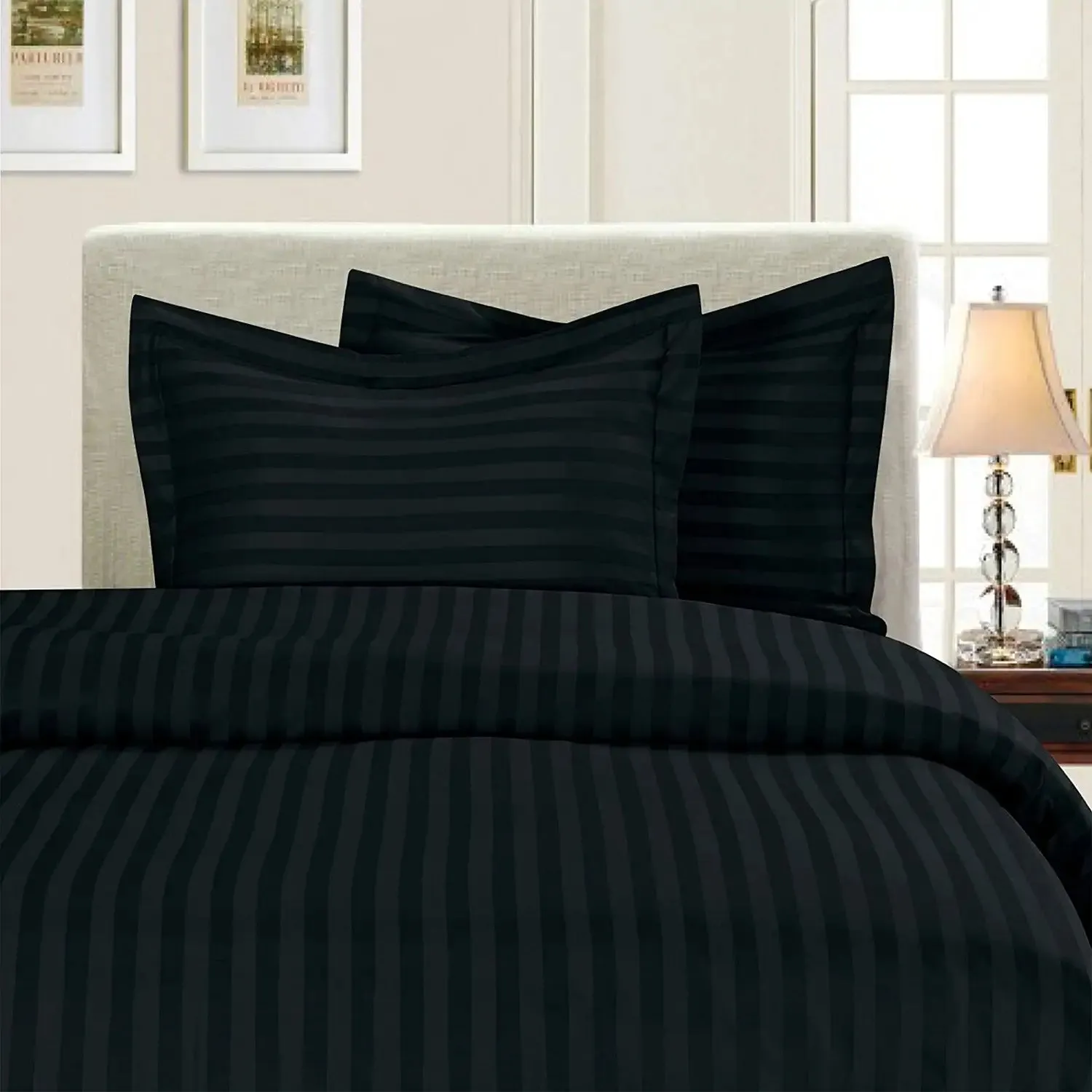 Elegant Comfort Best, Softest, 3-Piece Duvet Cover Sets! - 1500 Thread Count Egyptian Quality Luxurious Wrinkle Resistant 3-Piece Damask Stripe Duvet Cover Set