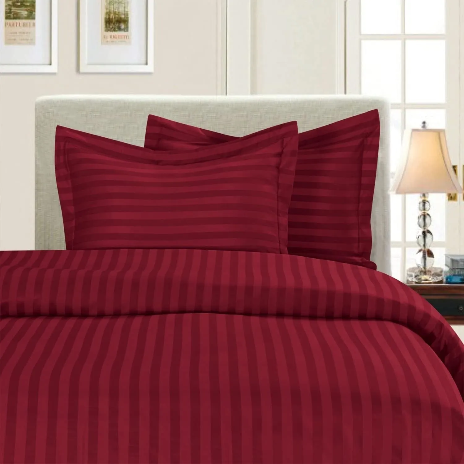 Elegant Comfort Best, Softest, 3-Piece Duvet Cover Sets! - 1500 Thread Count Egyptian Quality Luxurious Wrinkle Resistant 3-Piece Damask Stripe Duvet Cover Set