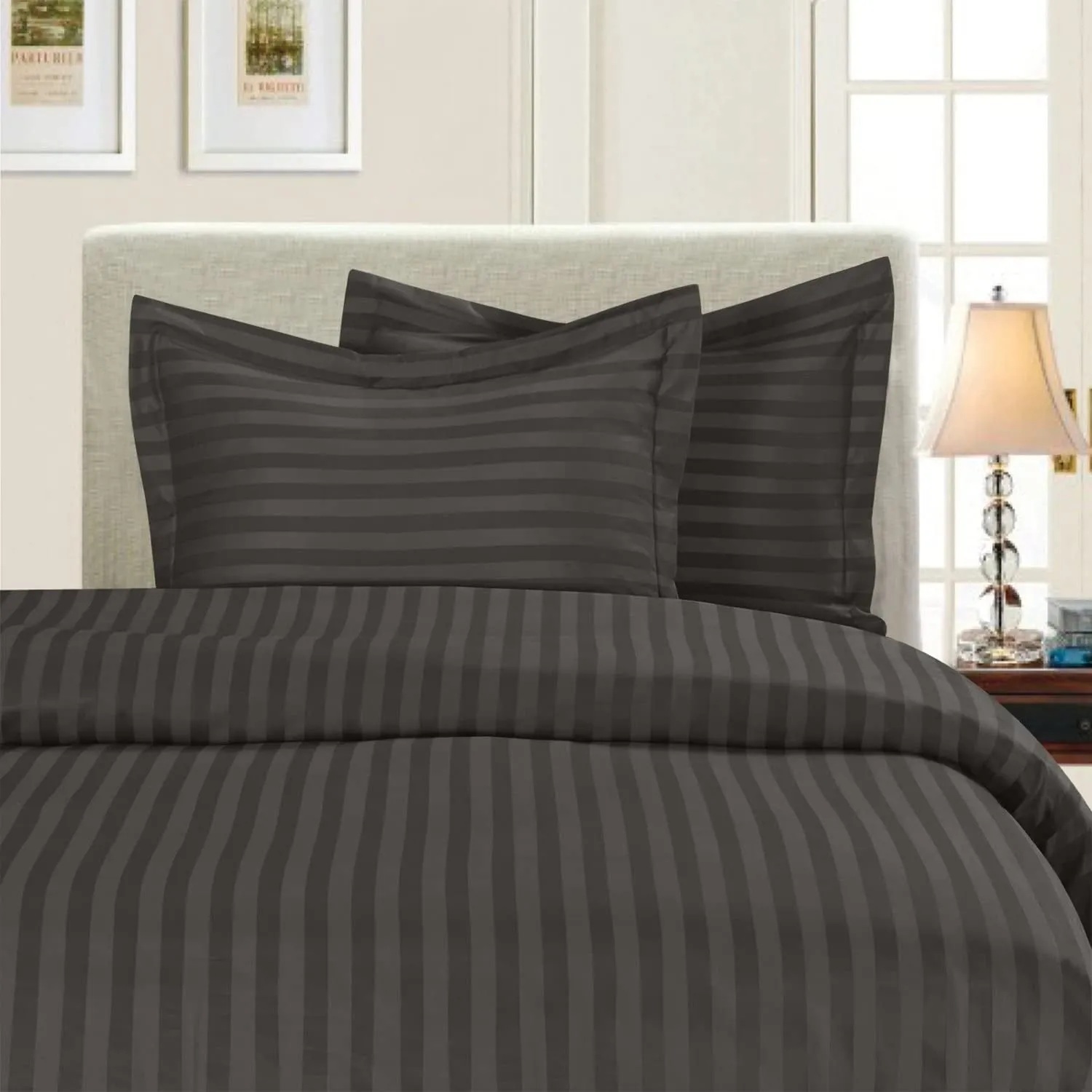 Elegant Comfort Best, Softest, 3-Piece Duvet Cover Sets! - 1500 Thread Count Egyptian Quality Luxurious Wrinkle Resistant 3-Piece Damask Stripe Duvet Cover Set