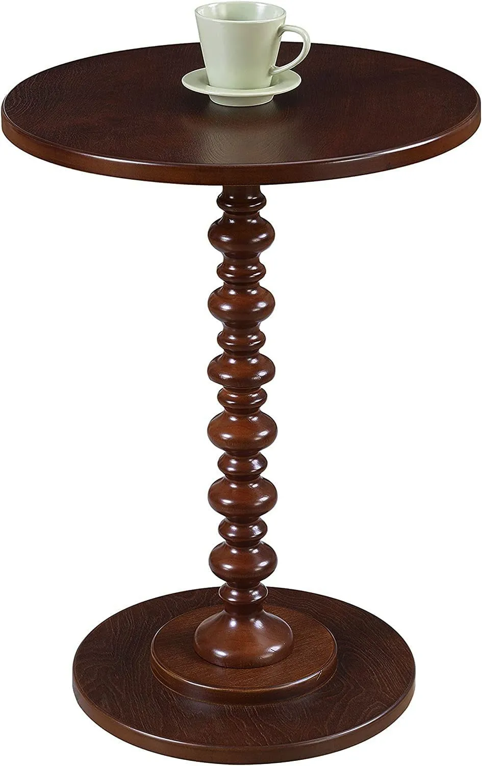 Ereteken ART Assembly Round Coffee End Tables for Living Room, Accent Furniture Pedestal Table, Nightstand Decor Side Tables for Bedroom-Walnut