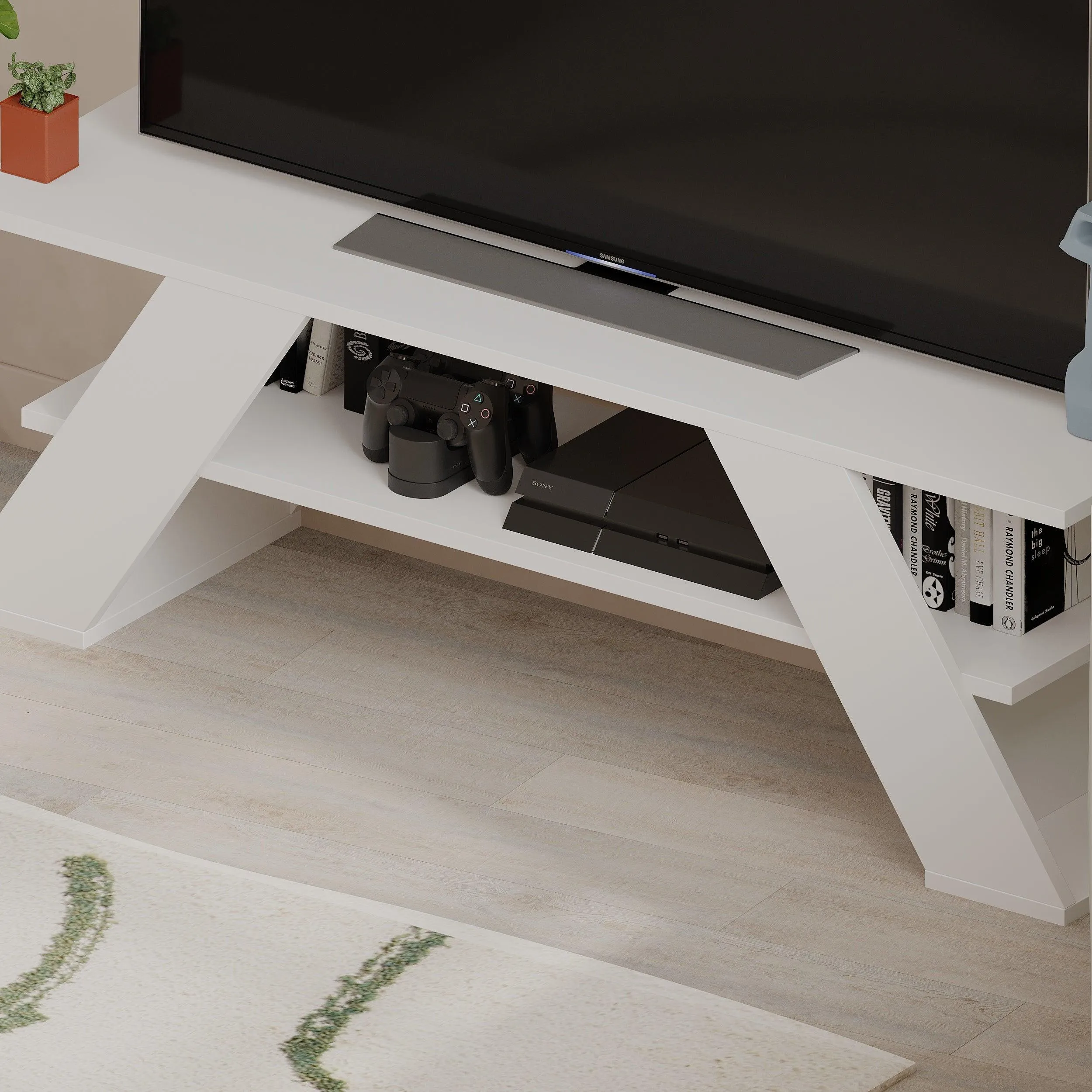 Farfalla Modern TV Stand Multimedia Centre TV Unit With Shelves 120cm