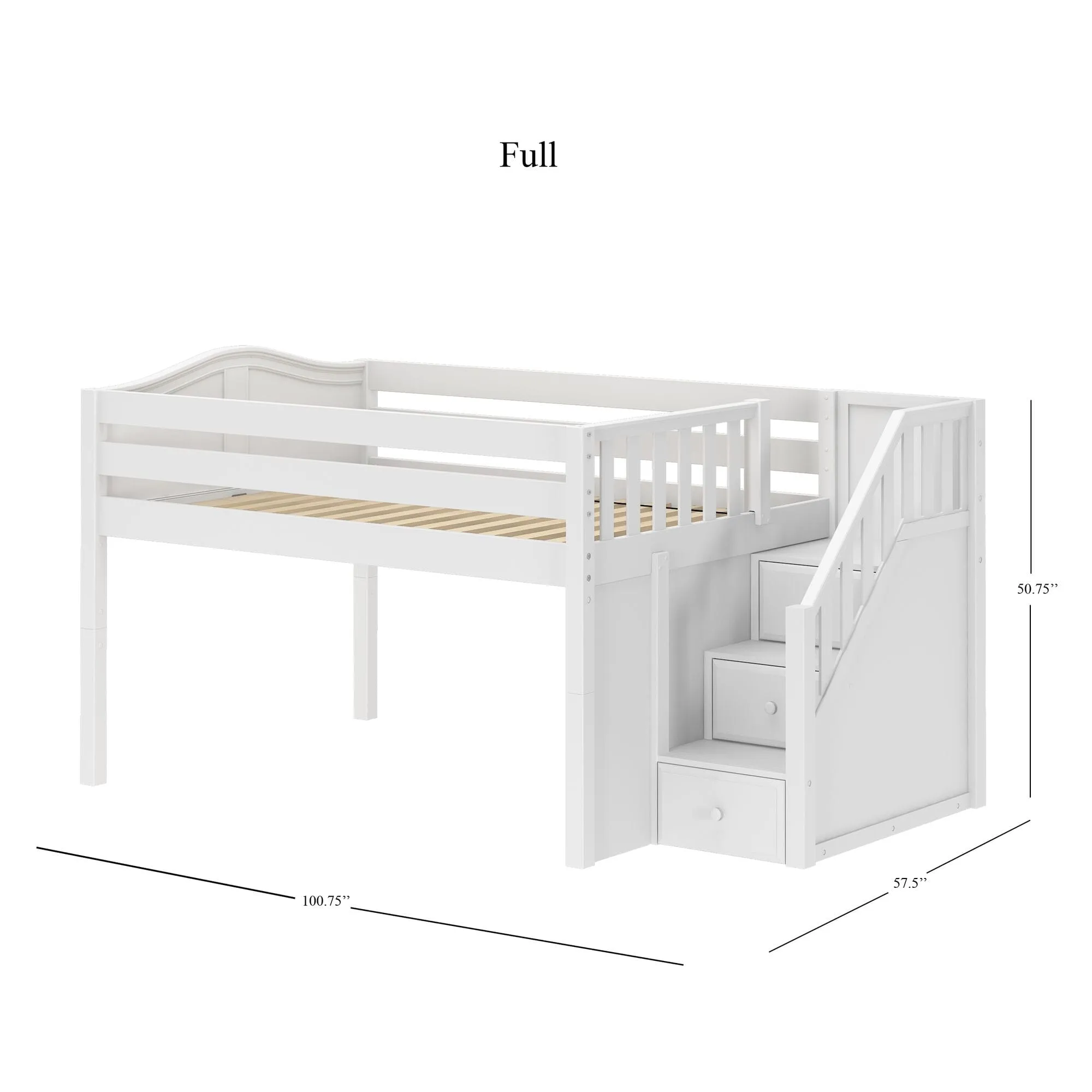 Full Low Loft Bed with Stairs