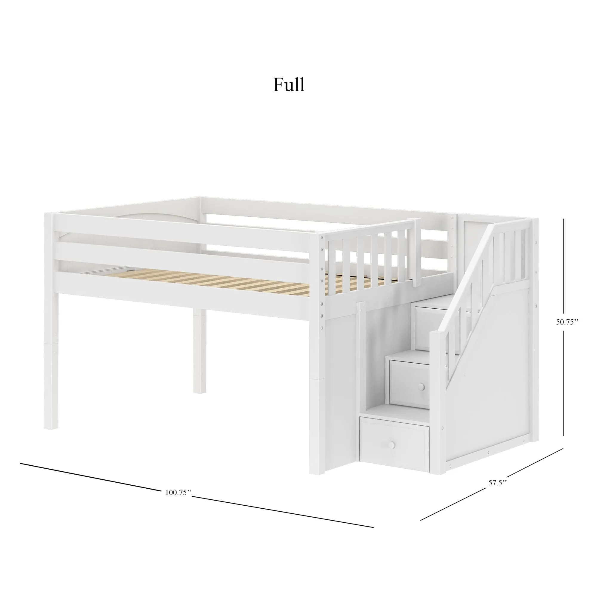 Full Low Loft Bed with Stairs