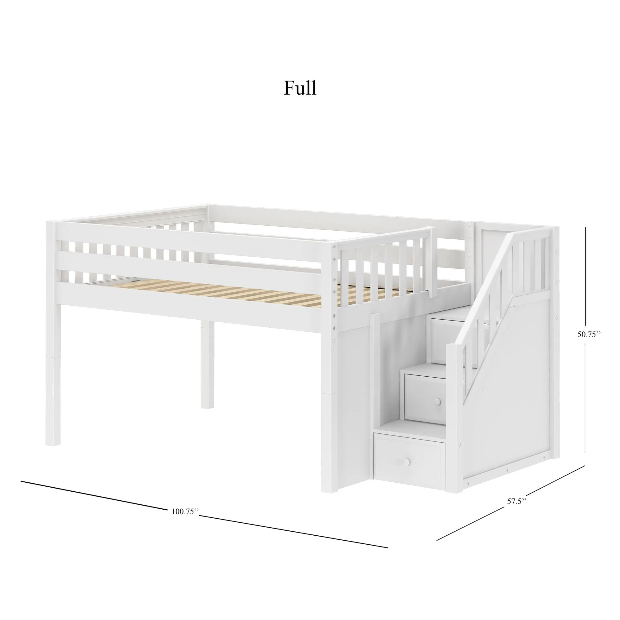 Full Low Loft Bed with Stairs