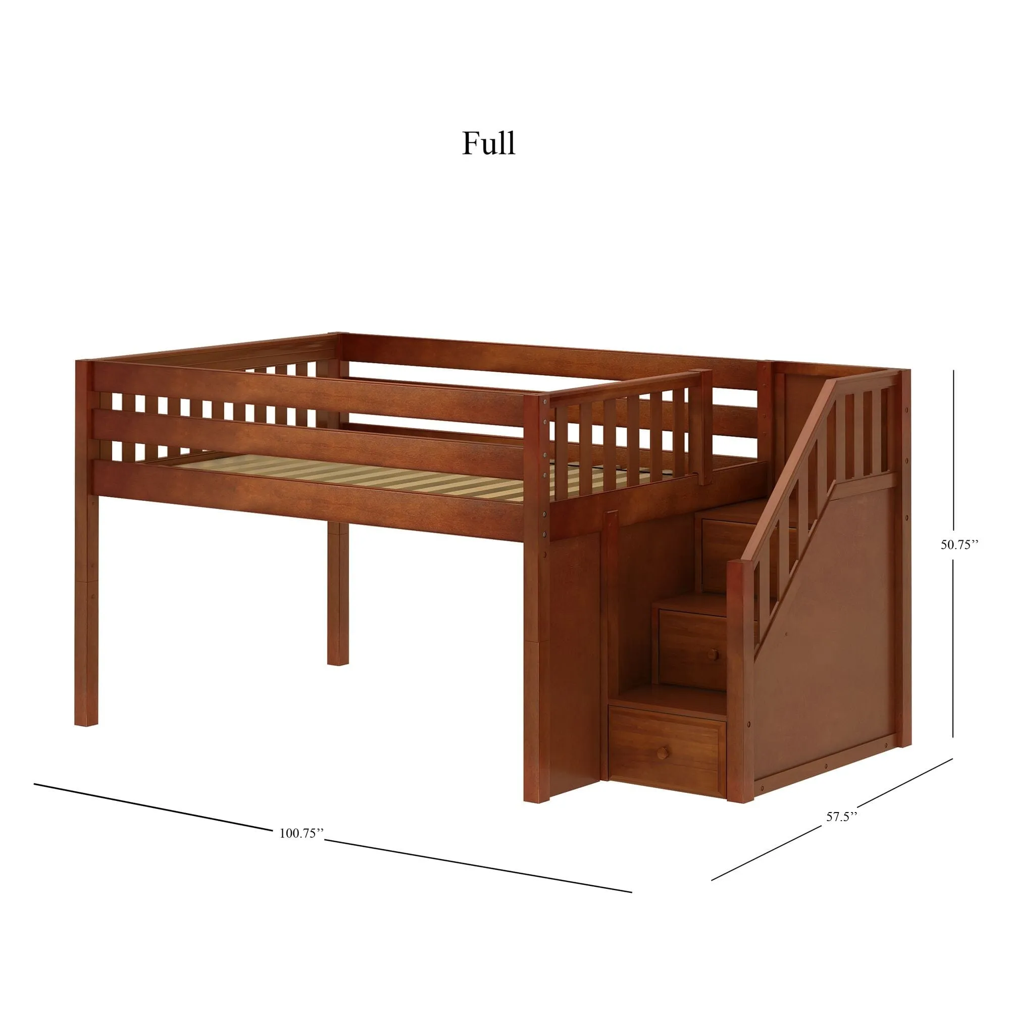 Full Low Loft Bed with Stairs