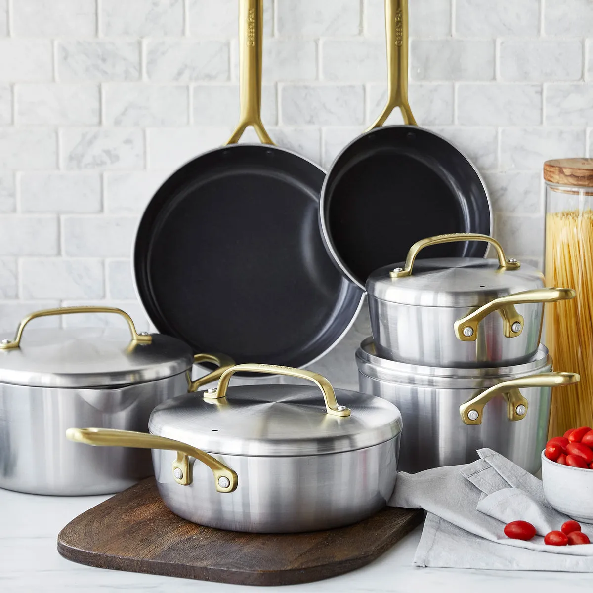 GP5 Stainless Steel 10-Piece Cookware Set | Champagne Handles