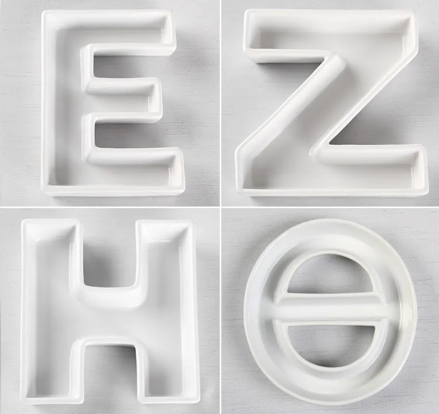 Greek Alphabet Ceramic Dishes