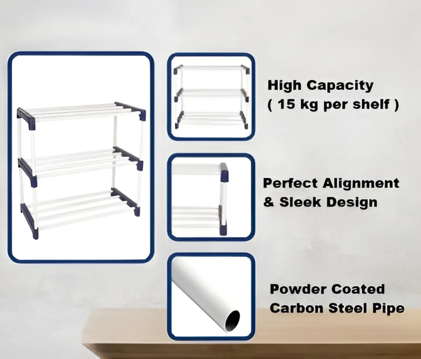 Growys Metal Plastic Extra Strong Shoe Rack - Multipurpose Shelves for Shoes, Clothes, Books & Utility - Durable Mild Steel Shelf (5 shelf)