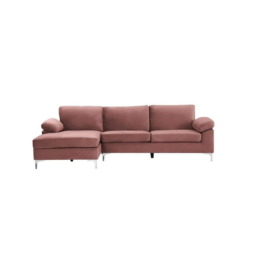 Inox Modern Suede Sectional Sofa