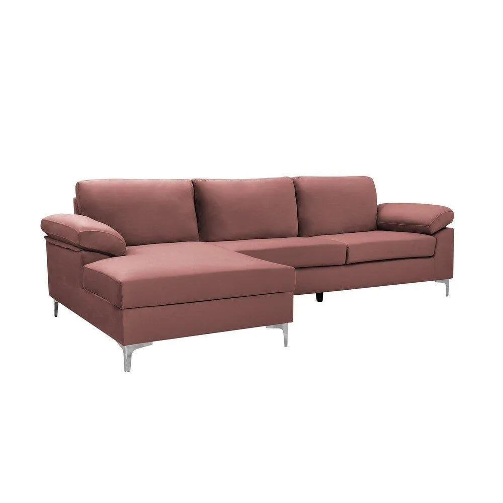 Inox Modern Suede Sectional Sofa