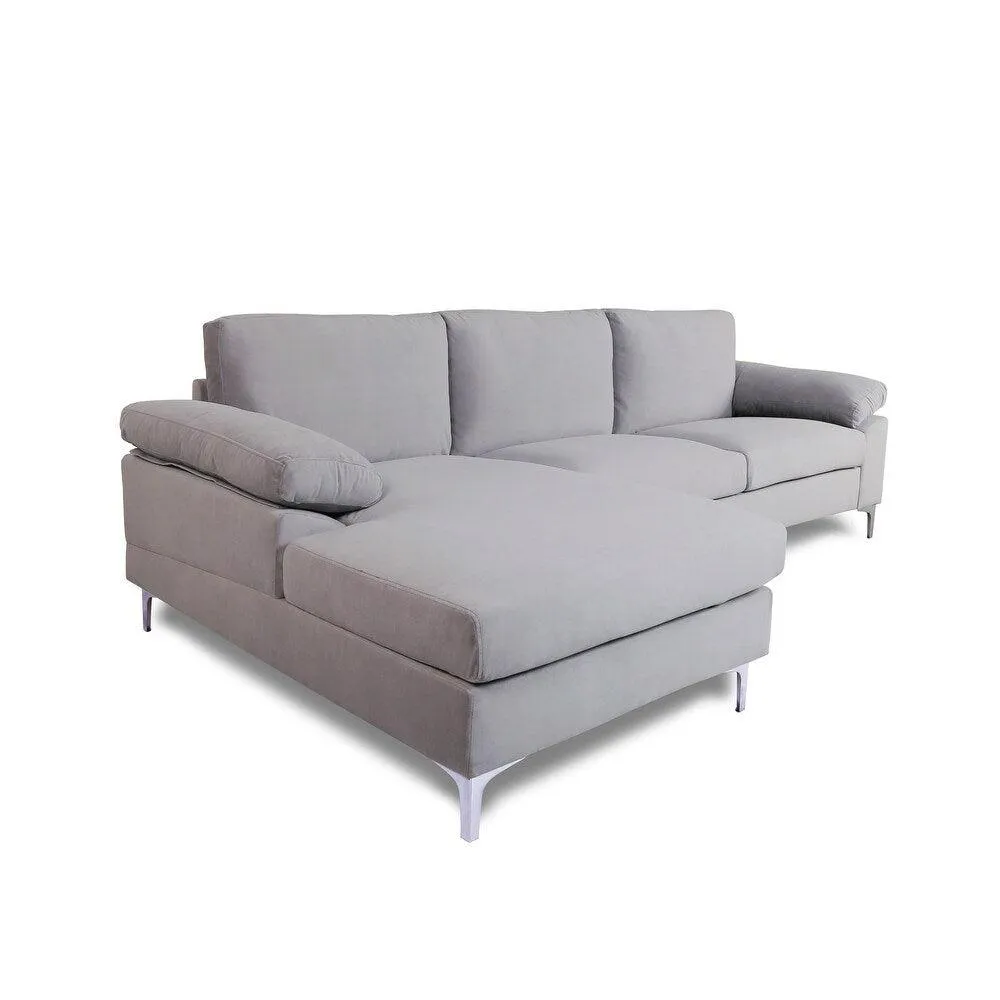 Inox Modern Suede Sectional Sofa