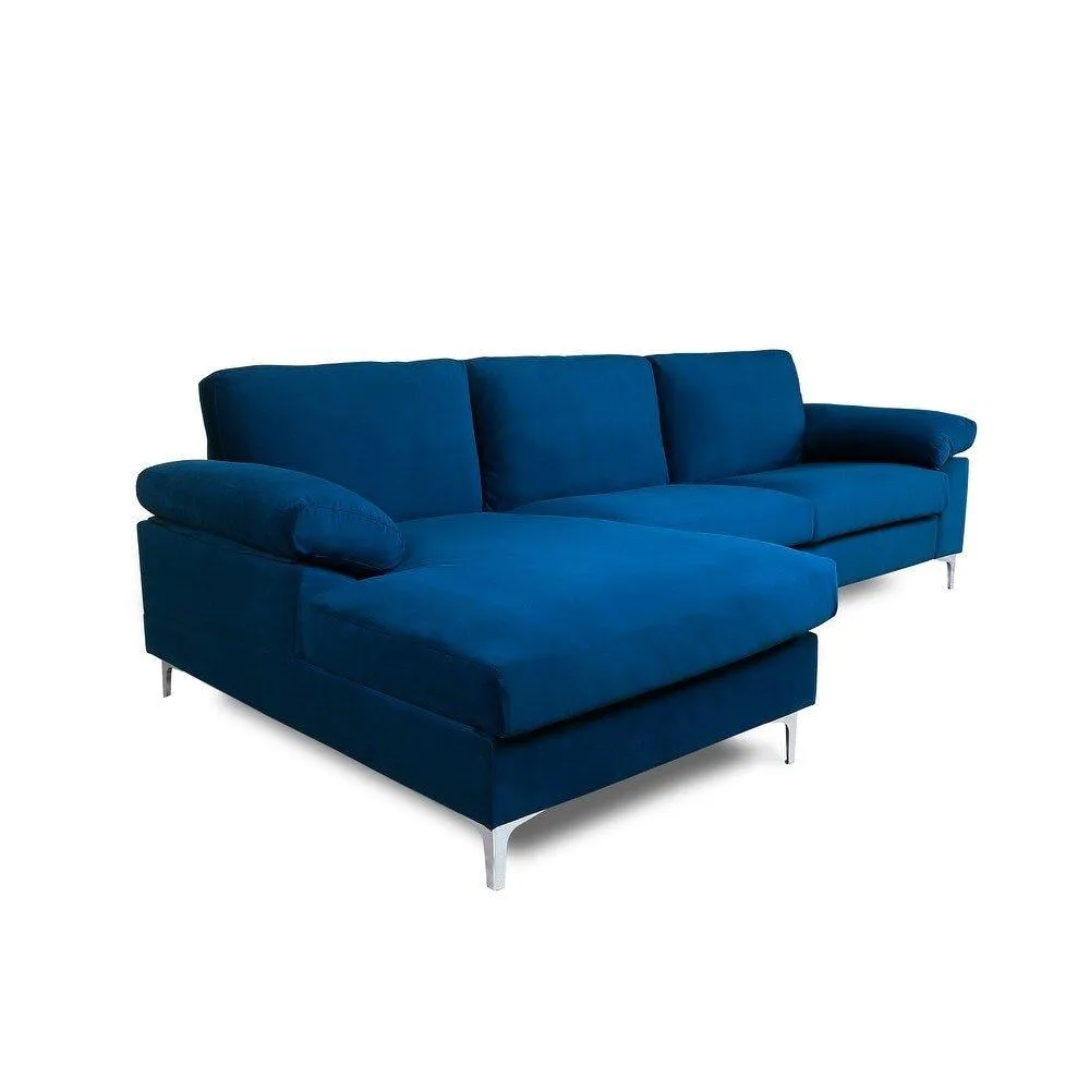 Inox Modern Suede Sectional Sofa