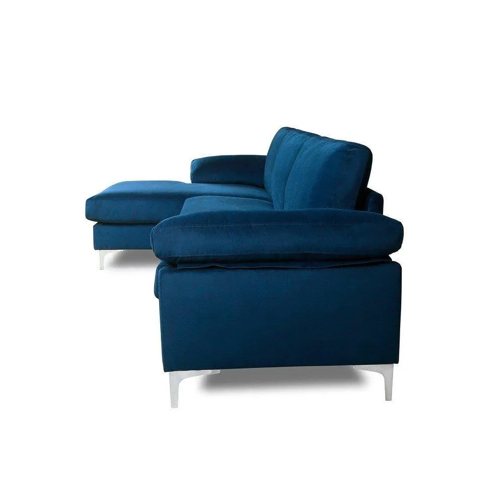 Inox Modern Suede Sectional Sofa