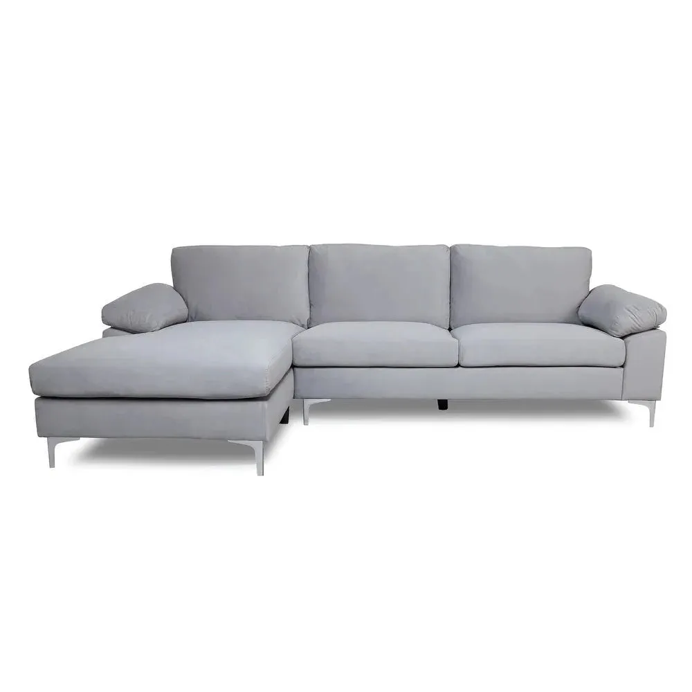 Inox Modern Suede Sectional Sofa