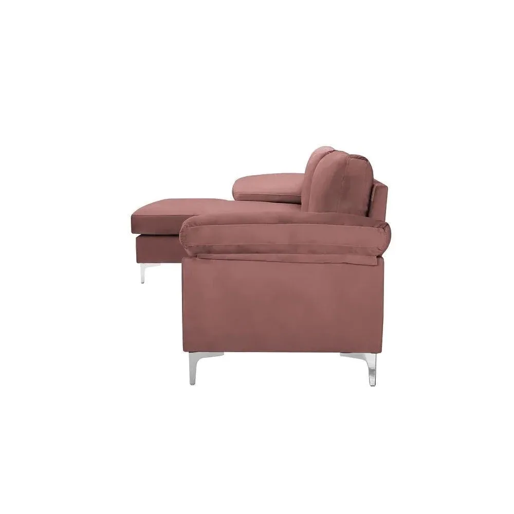 Inox Modern Suede Sectional Sofa