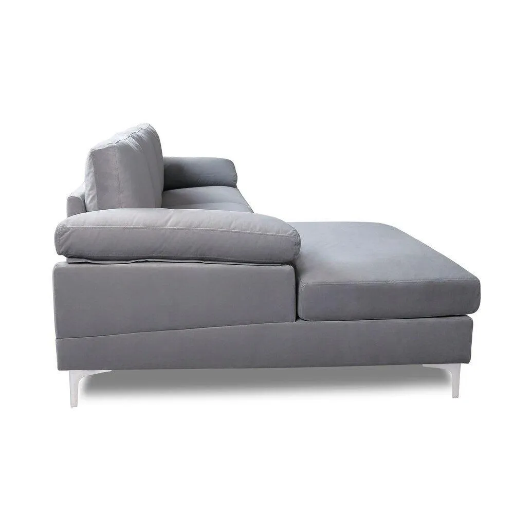 Inox Modern Suede Sectional Sofa