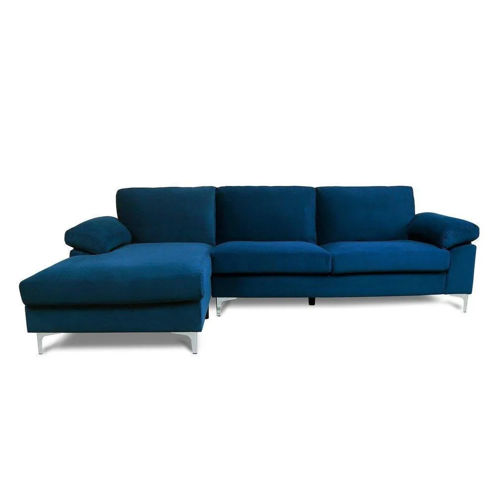 Inox Modern Suede Sectional Sofa