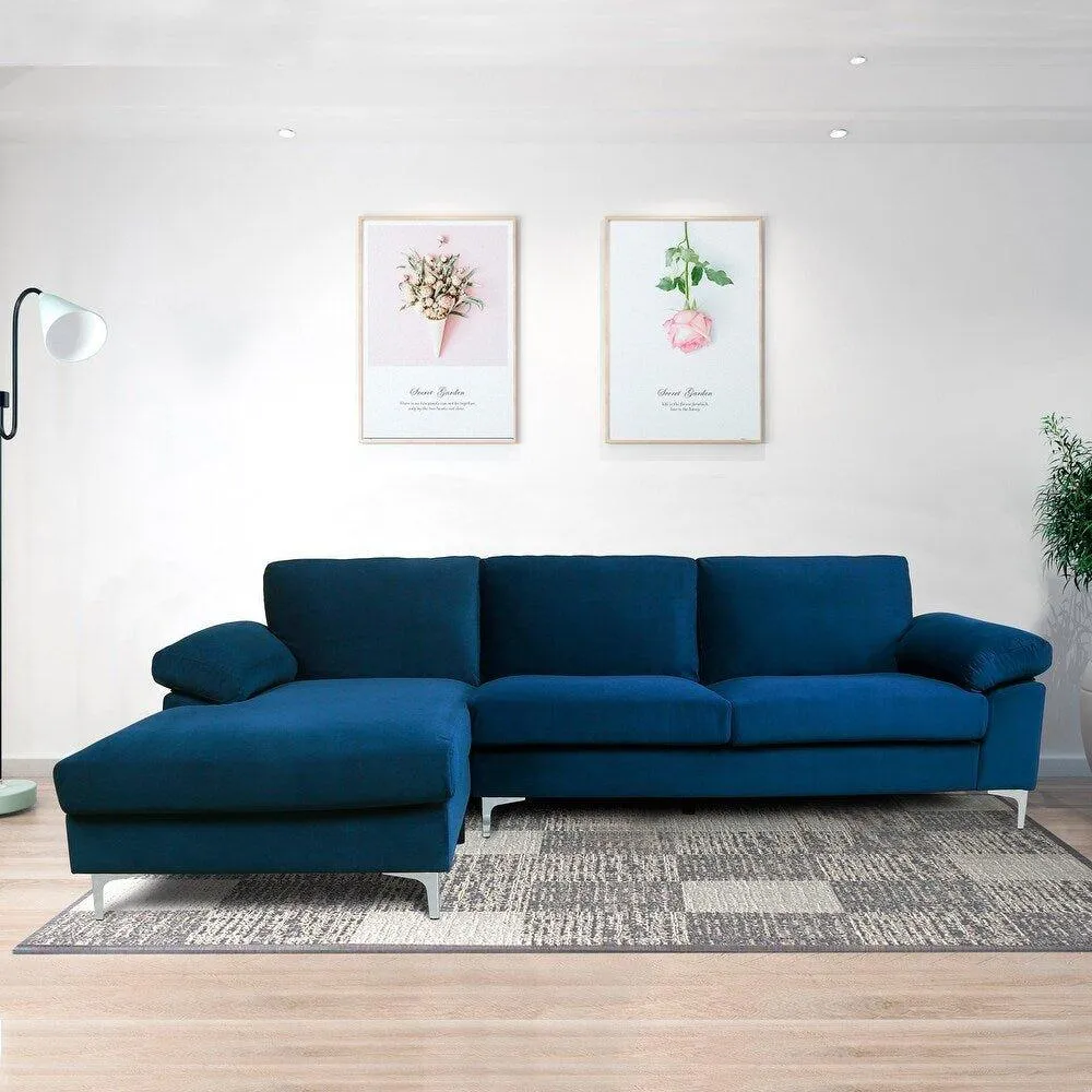 Inox Modern Suede Sectional Sofa