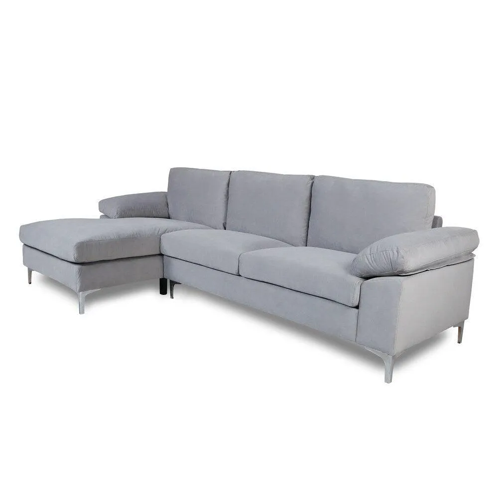 Inox Modern Suede Sectional Sofa