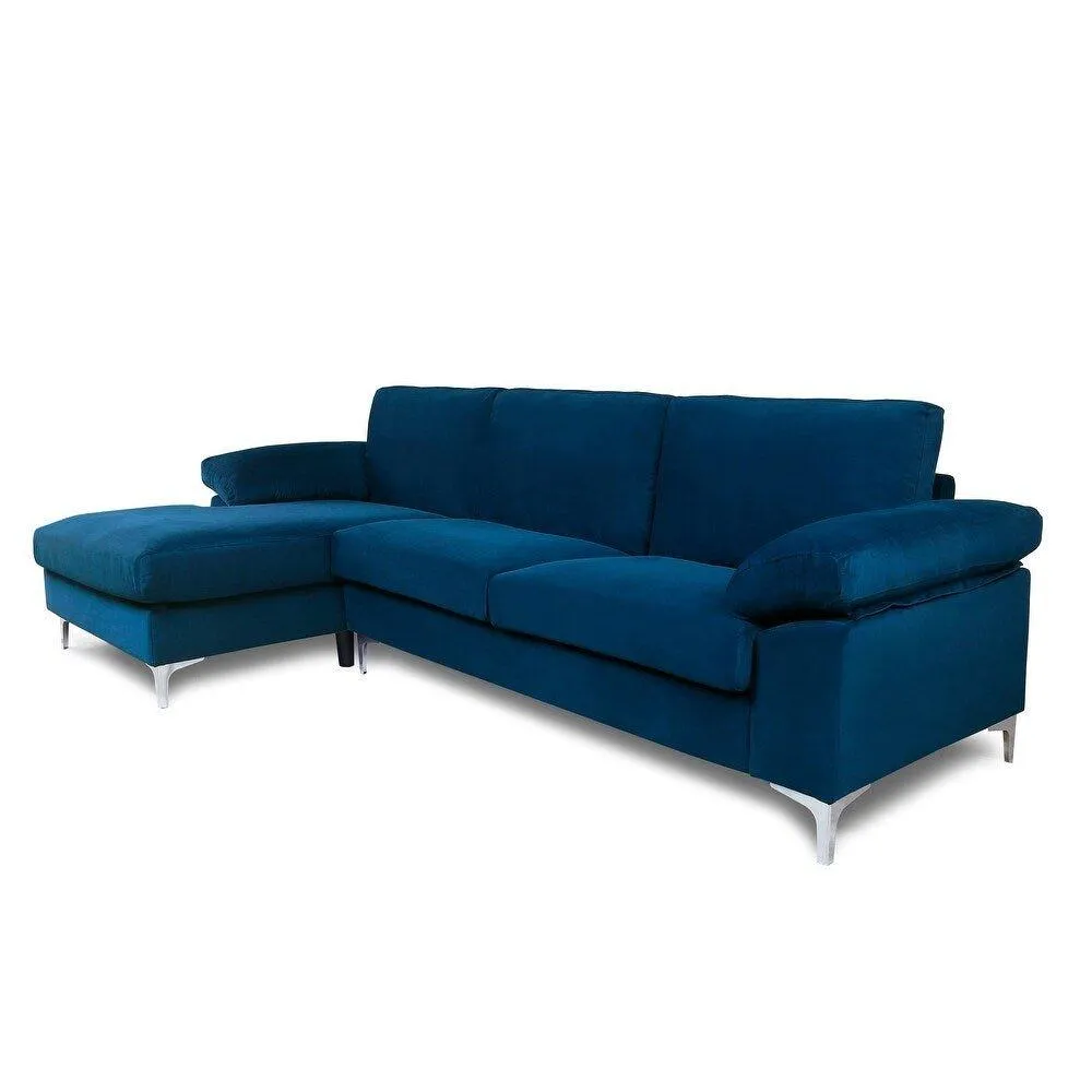 Inox Modern Suede Sectional Sofa