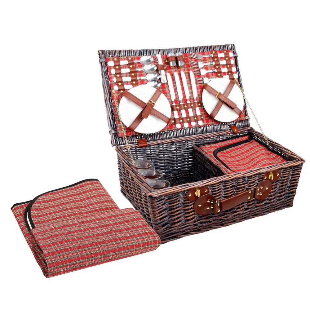 Insulated 4 Person Picnic Basket Set with Blanket - Alfresco