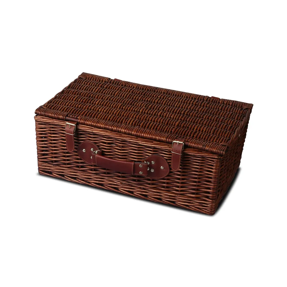 Insulated Willow Picnic Basket Set w/ Blanket & Cutlery - Alfresco