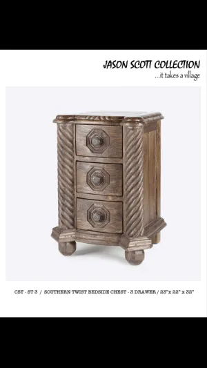 Jason Scott Southern Twist Bedside Chest - 3 Drawer