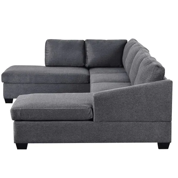 Jeffo Modern Suede Sectional U Shape Sofa