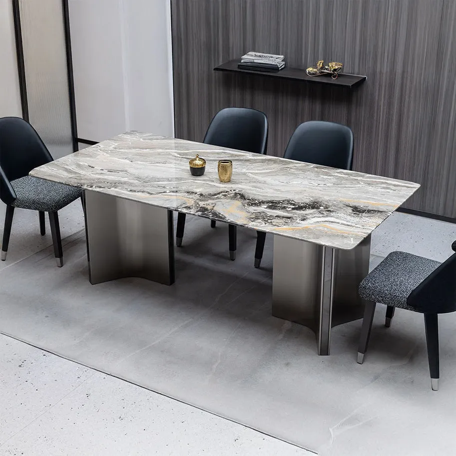 KELLAN Brown Natural Marble Dining Table