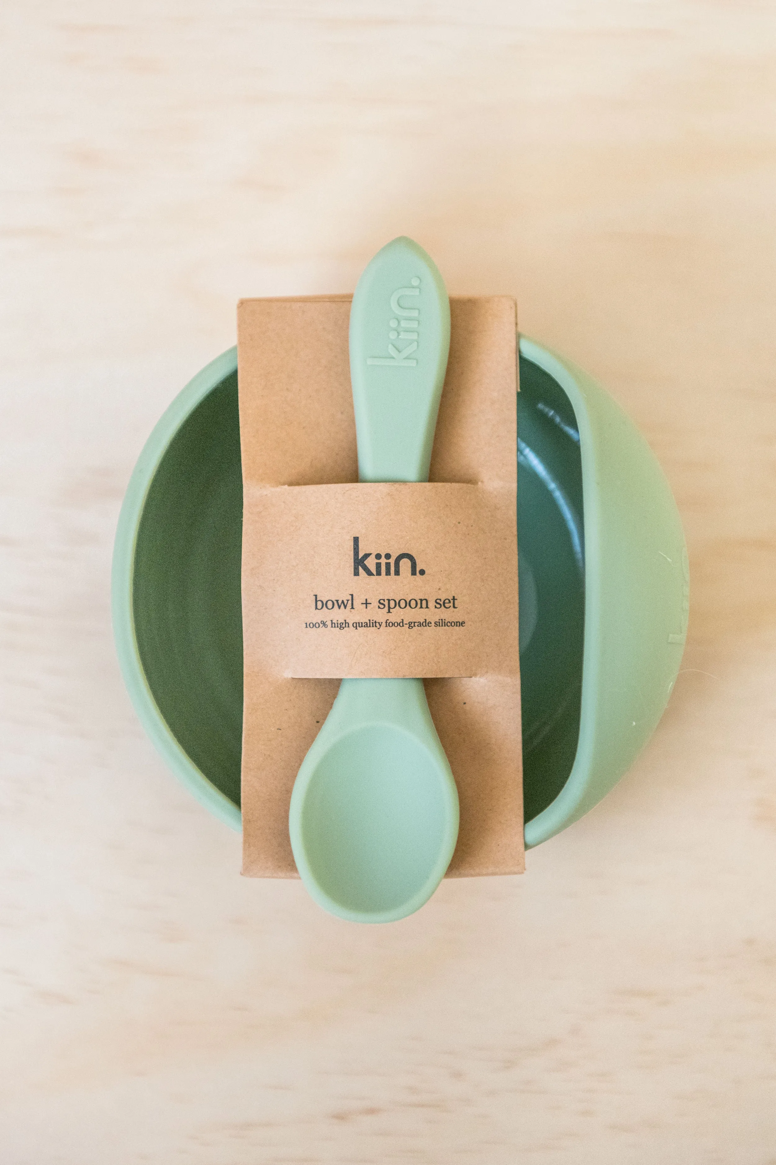 Kiin Baby Silicone Bowl   Spoon Set - Sage