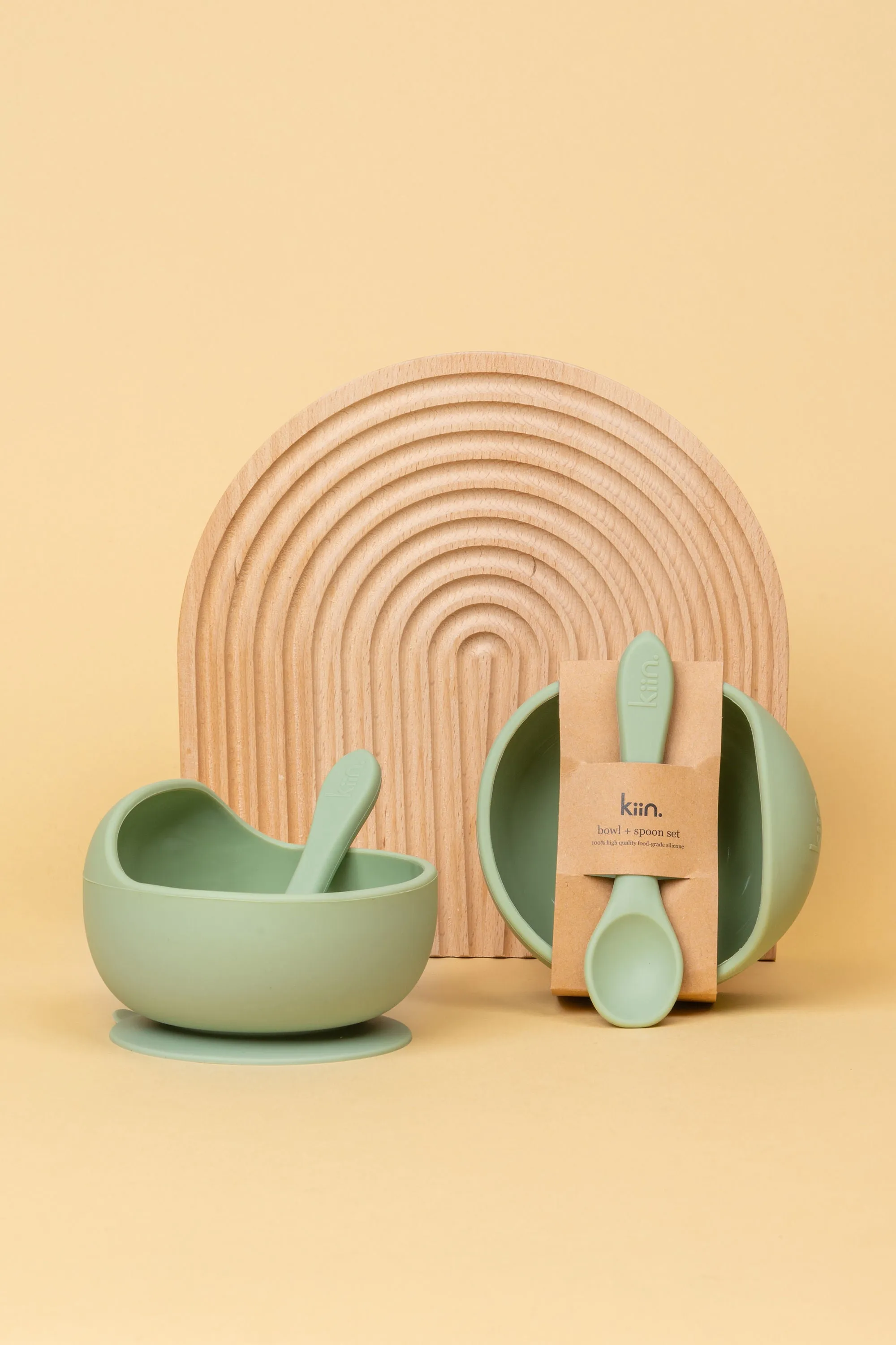 Kiin Baby Silicone Bowl   Spoon Set - Sage