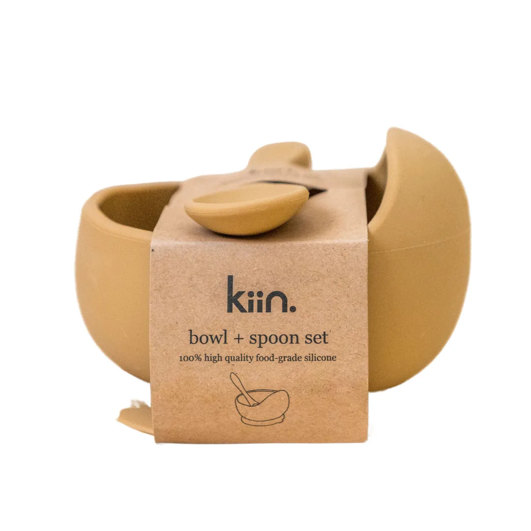 Kiin Baby Silicone Bowl   Spoon Set - Tan