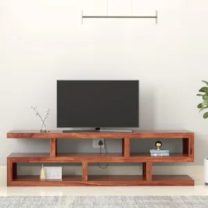 Kuber Industries Sheesham Wooden Wall Mounted Modular TV Unit for Living Room with Storage Shelf | TV Cabinet for Living Room & Bedroom | Brown