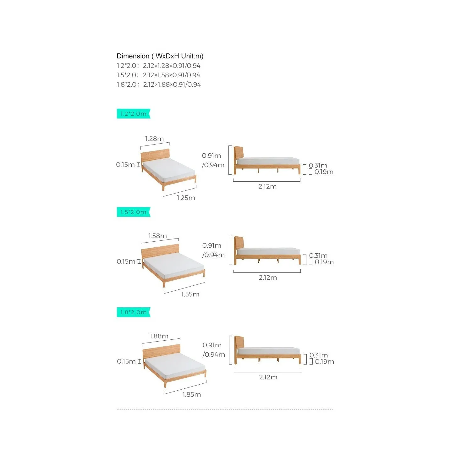 LISANDRO Wooden Frame Bed