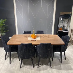 Lisbon Wooden and MDF Top Dining Table Set with 6 Chairs