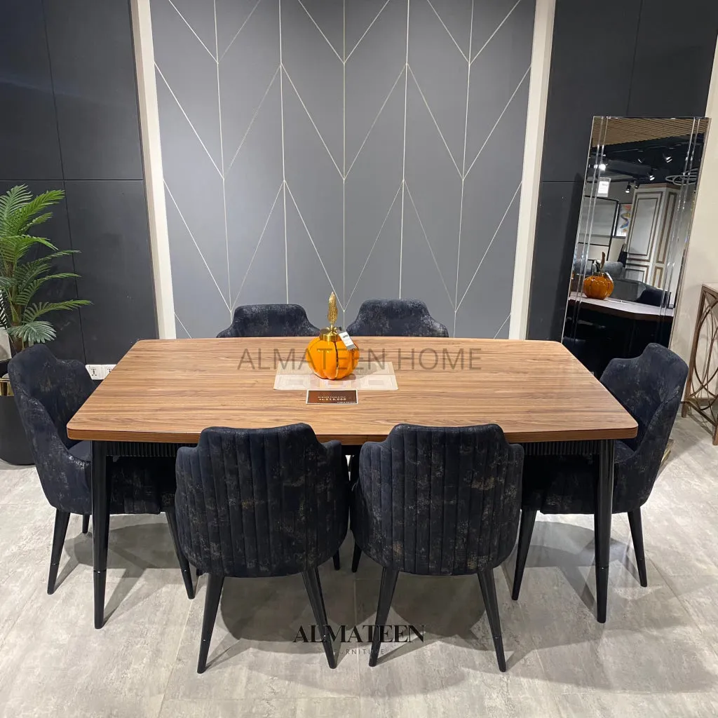 Lisbon Wooden and MDF Top Dining Table Set with 6 Chairs