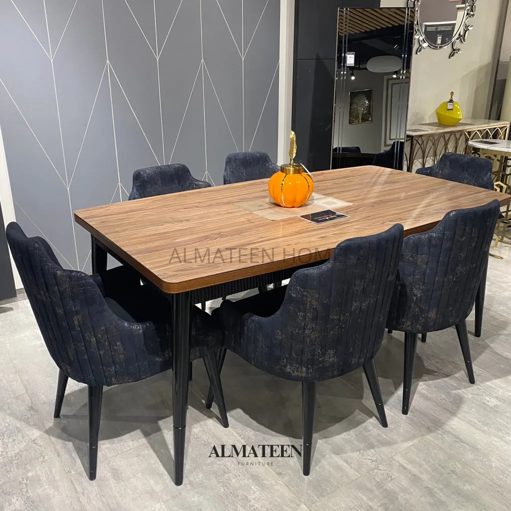 Lisbon Wooden and MDF Top Dining Table Set with 6 Chairs