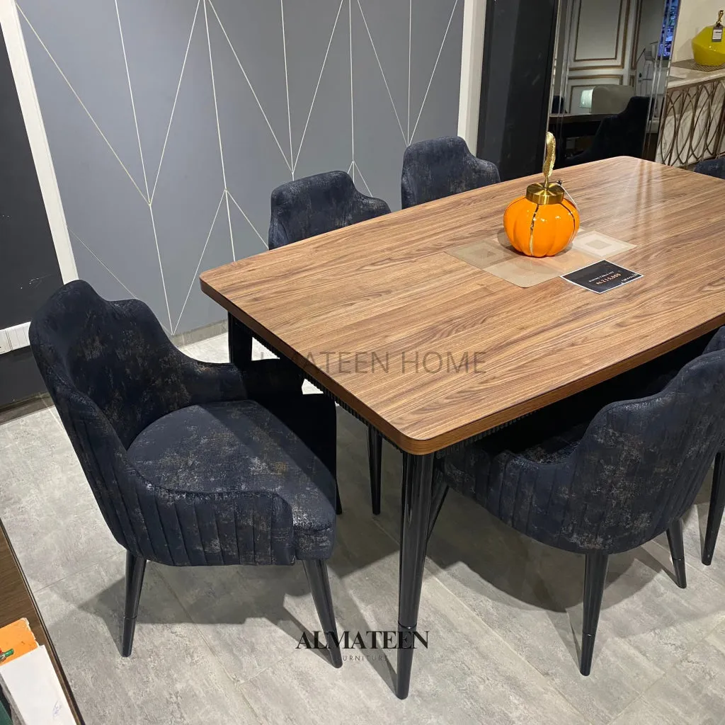 Lisbon Wooden and MDF Top Dining Table Set with 6 Chairs