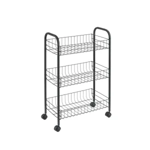 Lugano Rolling Cart 3 Tier Black