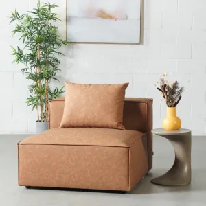 MASON - Brown Vegan Leather Armless Chair Module