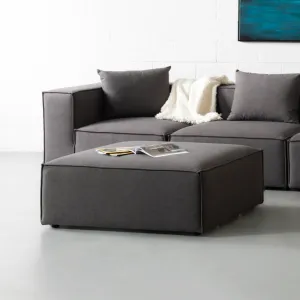 MASON - Dark Grey Fabric Ottoman